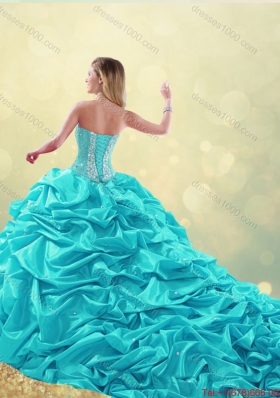 Cheap Beading and Pick Ups Detachable Quinceanera Gowns with Court Train