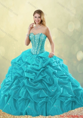 Cheap Beading and Pick Ups Detachable Quinceanera Gowns with Court Train