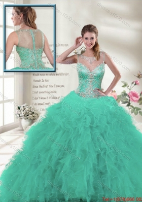 Discount 2016 Scoop Ruffles Sweet 16 Dresses in Turquoise