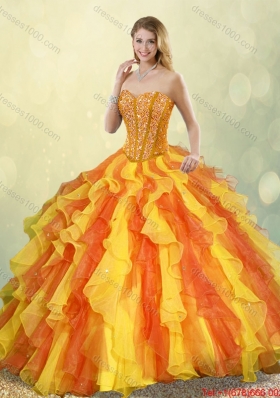 Perfect Multi Color Sweetheart Quinceanera Gowns with Beading