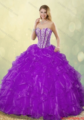 Popular Beading Purple Quinceanera Gowns with Sweetheart