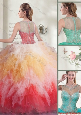 Popular Multi Color Quinceanera Dresses with Beading and Ruffles