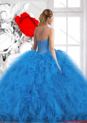 Cheap Beading Sweetheart Quinceanera Dresses in Blue