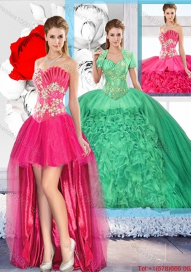 Hot Pink Affordable Detachable Sweet 16 Dresses with Beading