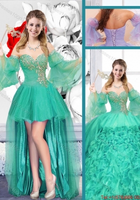 New Style Sweetheart Detachable Sweet 16 Gowns with Ruffles