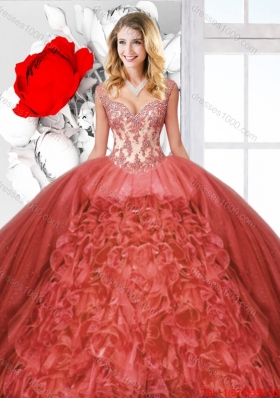 Popular Straps Detachable Quinceanera Dresses with Appliques and Ruffles