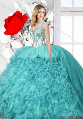 Popular Straps Detachable Quinceanera Dresses with Appliques and Ruffles