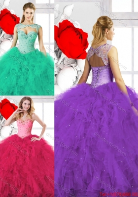 Pretty Beading Sweetheart Sweet 16 Dresses with Ruffles