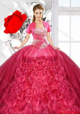 Red 2016 Fashionable Detachable Sweet 16 Dresses with Ruffles