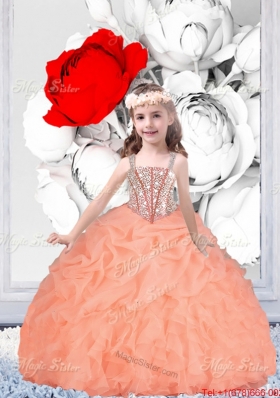 Sturning Straps and Beaded Quinceanera Dresses and Baby Pink Short Dama Dresses and Cute Orange Little Girl Dresses and Feminine Mini Length Prom Dresses