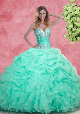 2016 Romantic Beading Princesita With Quinceanera Dresses in Apple Green