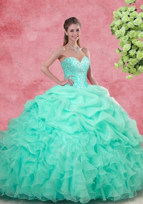 Gorgeous Ball Gown Beading Princesita With Quinceanera Dresses in Apple Green for 2016