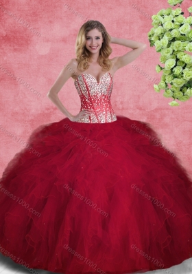 Hot Sale Wine Red Princesita With Quinceanera Dresses with Beading and Ruffles