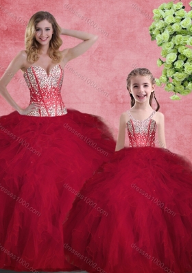 Hot Sale Wine Red Princesita With Quinceanera Dresses with Beading and Ruffles