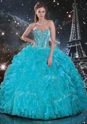 2016 Luxurious Ball Gown Princesita With Quinceanera Dresses with Beading in Baby Blue