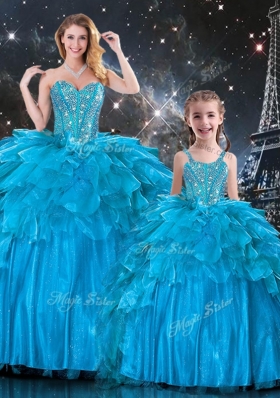 New Arrivals Sweetheart Princesita With Quinceanera Dresses with Beading in Teal