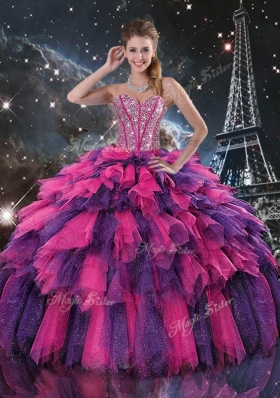 New Style Ball Gown Princesita With Quinceanera Dresses with Beading and Ruffled Layers for Fall