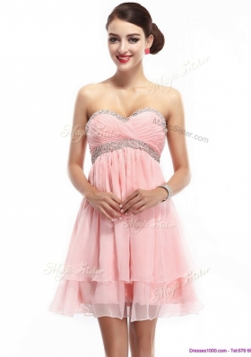 2016 Lovely Sweetheart Short Bridesmaid Dress with Beading and Ruching