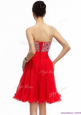 2016 Perfect Sweetheart Red Short Bridesmaid Dresses with Beading