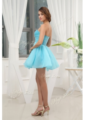 Beautiful Sweetheart Beading Short Prom Dress in Aqua Blue for Homecoming