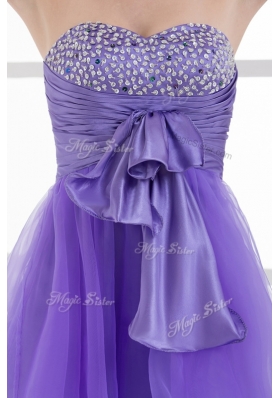 Beautiful Sweetheart Eggplant Purple Short Prom Dresses with Beading