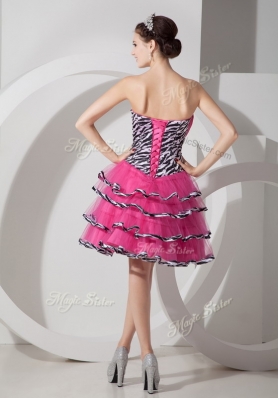 Elegant  Sweetheart Leopard and Ruffled Layers Prom Dresses