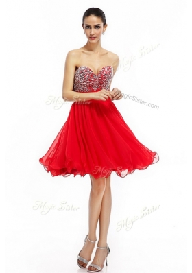 Lovely Short Sweetheart Beading Prom Dresses in Red