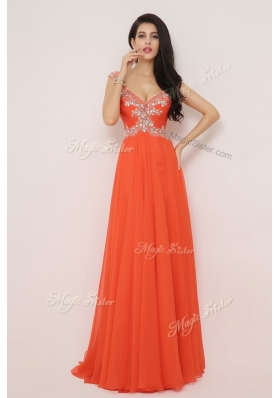 The Brand Lovely  Brush Train Prom Dresses with High Slit and Beading