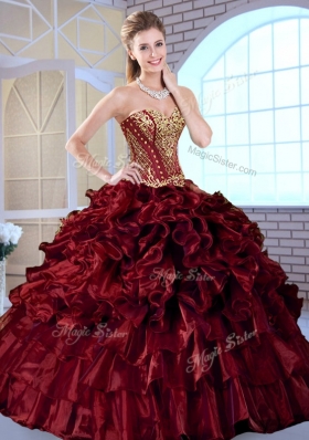 Wonderful Ball Gown Sweetheart Sweet 16 Dresses with Ruffles and Appliques