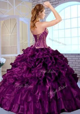 Wonderful Ball Gown Sweetheart Sweet 16 Dresses with Ruffles and Appliques