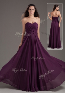 2016 Cheap Empire Sweetheart Ruching Dama Dress in Purple