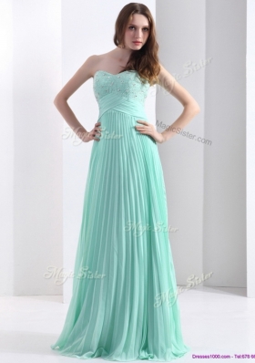 2016 Lovely Beading and Sequins Apple Green Prom Dresses with Brush Train