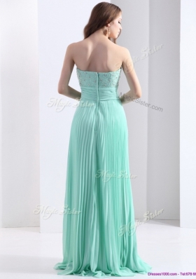 2016 Lovely Beading and Sequins Apple Green Prom Dresses with Brush Train