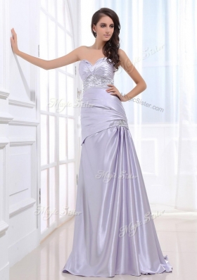 2016 Luxurious Column Sweetheart Prom Dresses with Beading and Ruching