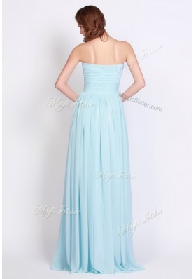 2016 New Style Brush Train Light Blue Dama Dresses with Beading and Ruching