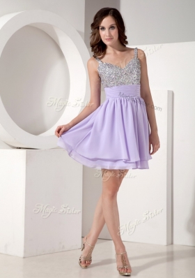 2016 Pretty Sweetheart Beading Lavender Short Dama Dress