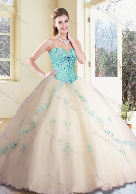 Classical Sweetheart Beading and Appliques Champagne Quinceanera Dresses