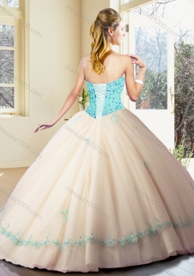 Classical Sweetheart Beading and Appliques Champagne Quinceanera Dresses