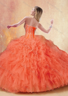 Elegant Ball Gown Orange Red Sweet 16 Dresses with Ruffles