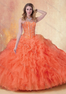 Elegant Ball Gown Orange Red Sweet 16 Dresses with Ruffles