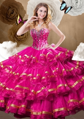 Fashionable Ball Gown Quinceanera Dresses with Beading and Ruffled Layers