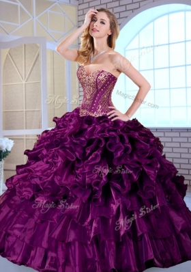 Gorgeous Ball Gown Sweetheart Ruffles and Appliques Quinceanera Gowns