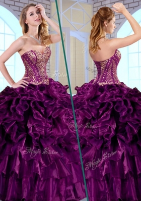 Gorgeous Ball Gown Sweetheart Ruffles and Appliques Quinceanera Gowns