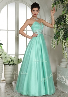 Lovely A Line Sweetheart Beading Prom Dresses in Apple Green