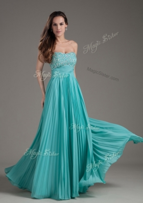 Lovely Empire Strapless Turquoise Long Prom Dress