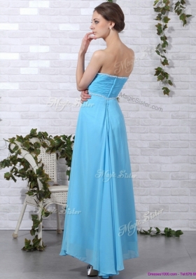 Lovely Empire Sweetheart Slit Prom Dresses in Aqua Blue