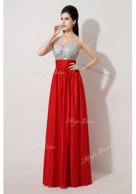 Lovely Scoop Empire Beading Red Prom Dresses