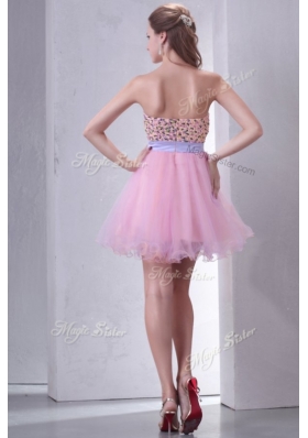 Lovely Sweetheart Beading Pink Short Prom Dress for Cocktail