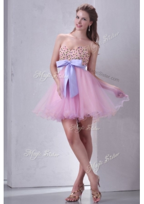 Lovely Sweetheart Beading Pink Short Prom Dress for Cocktail