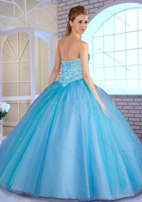 Most Popular Ball Gown Baby Blue Quinceanera Dresses with Beading